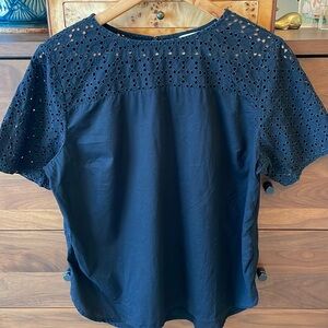 L.L. Bean Black Top with Eyelet Detail